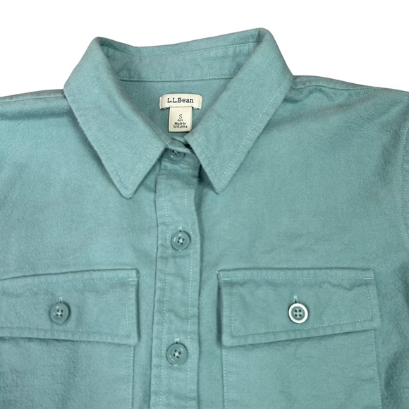 L.L. Bean Tops - L.L.Bean Women's Chamois Cloth Shirt Small Mint Green Hiking Outdoor Button-Up